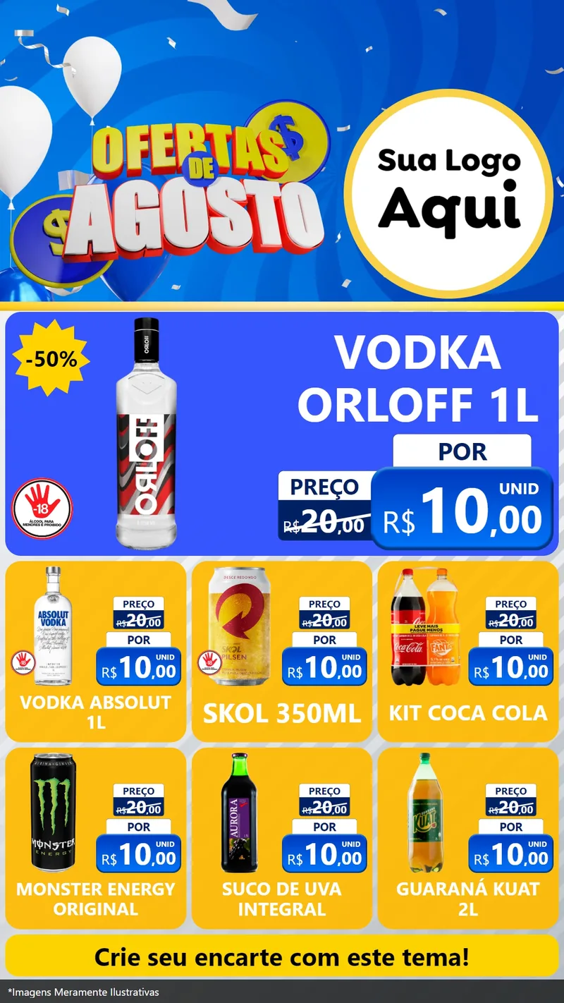 Modelo de Rede Social para Stories com o tema Ofertas de Agosto para Distribuidora de bebidas