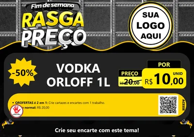 Modelo de Cartaz para Cartaz A4 Horizontal com o tema Fim de Semana Rasga Preço para Distribuidora de bebidas