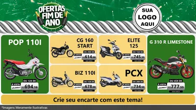 Modelo de TV para TV Horizontal com o tema Ofertas Fim de Ano para Concessionaria de Motos