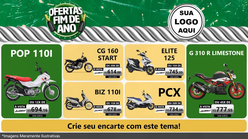 Modelo de TV para TV Horizontal com o tema Ofertas Fim de Ano para Concessionaria de Motos