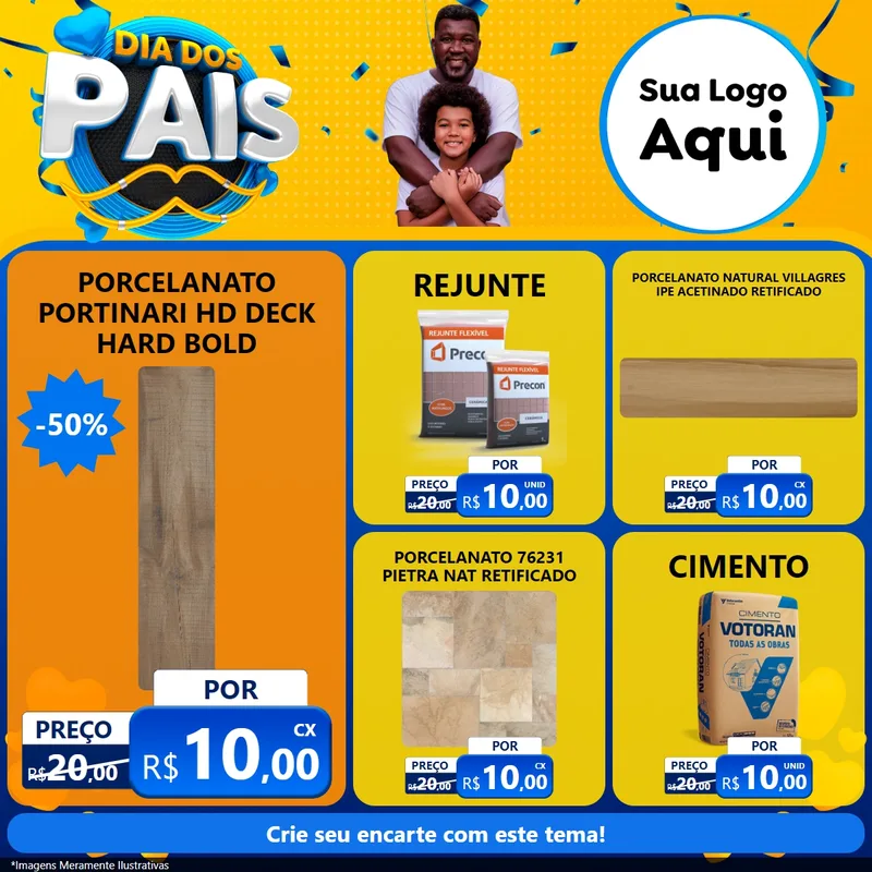 Modelo de Rede Social para Feed Facebook com o tema Dia dos Pais para Pisos e revestimentos