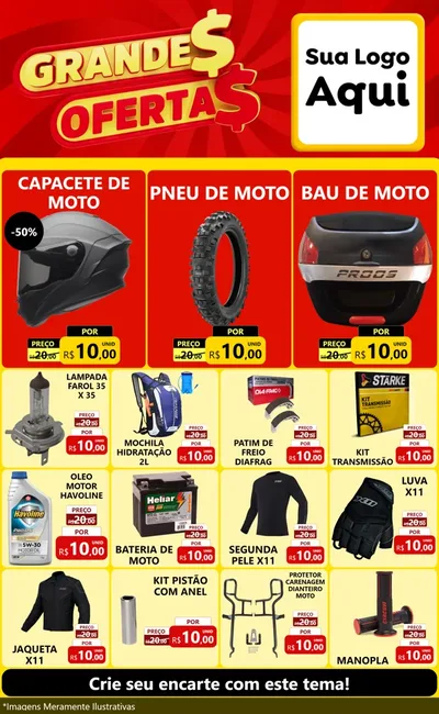 Modelo de Encarte para Encarte Grande com o tema Grandes Ofertas para Moto peças