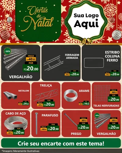 Modelo de Rede Social para Feed Instagram com o tema Natal de Ofertas para Ferragens