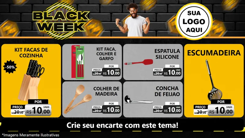 Modelo de TV para TV Horizontal com o tema Black Week para Utilidades Domésticas