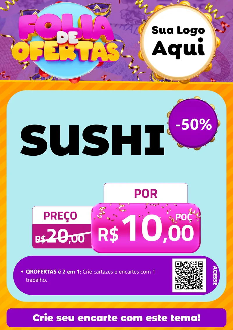 Modelo de Cartaz para Cartaz A4 Vertical com o tema Folia de Ofertas para Comida japonesa