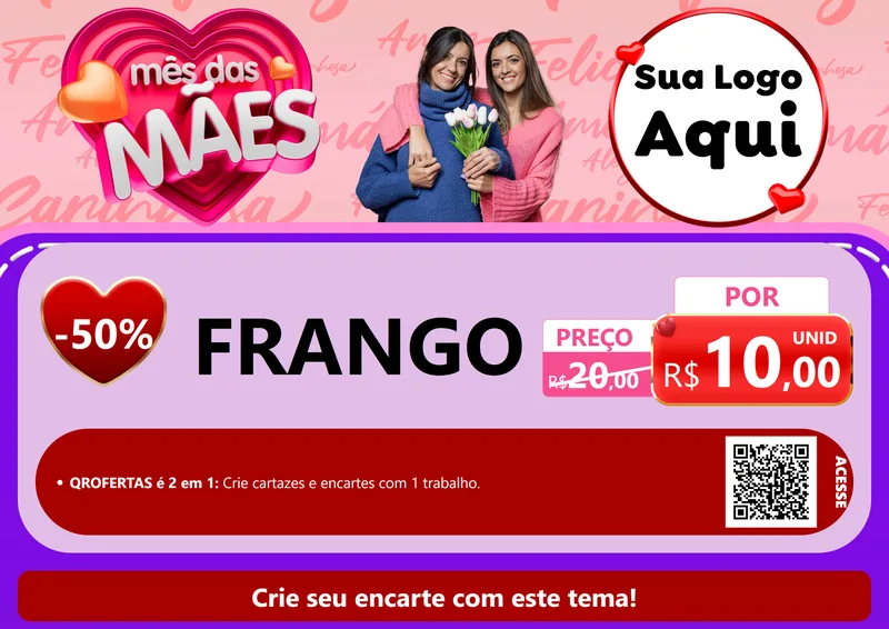 Modelo de Cartaz para Cartaz A4 Horizontal com o tema Mês Das Mães para Assados