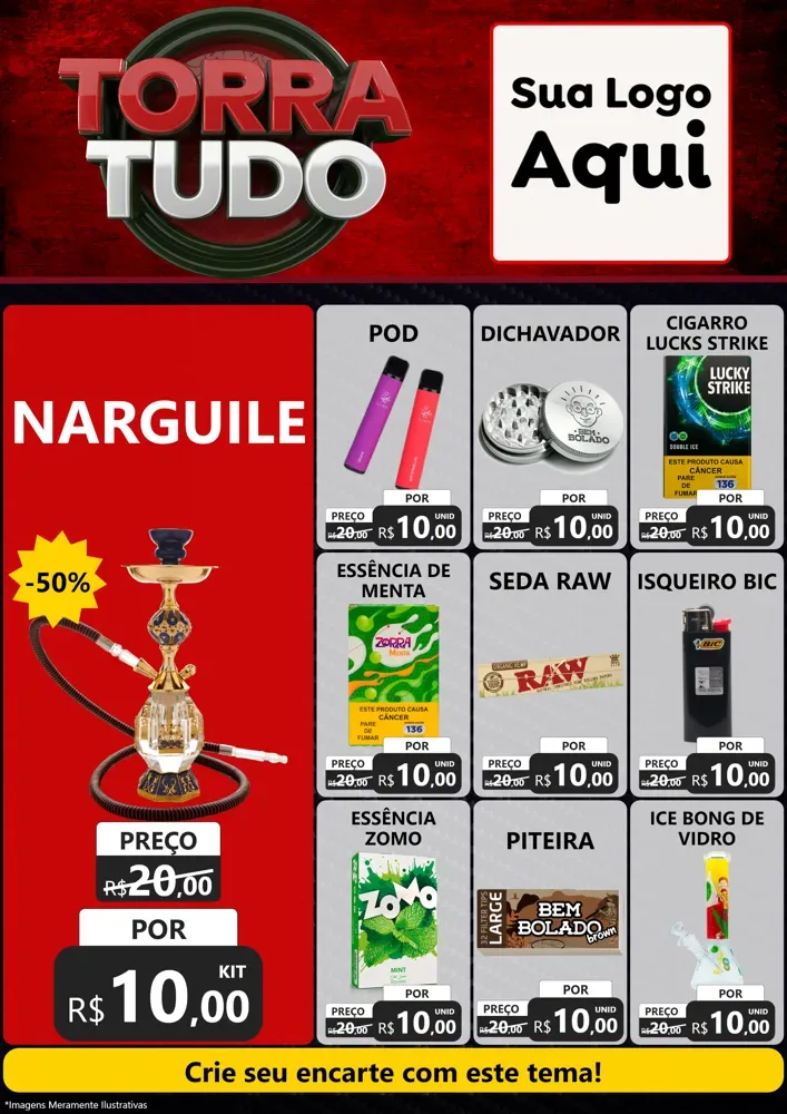 Modelo de Encarte para Encarte A4 Vertical com o tema Torra Tudo para Tabacaria