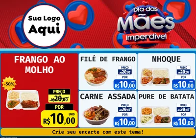 Modelo de Encarte para Encarte A4 Horizontal com o tema Dia Das Mães Imperdível para Restaurante