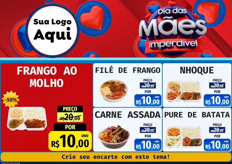 Modelo de Encarte para Encarte A4 Horizontal com o tema Dia Das Mães Imperdível para Restaurante