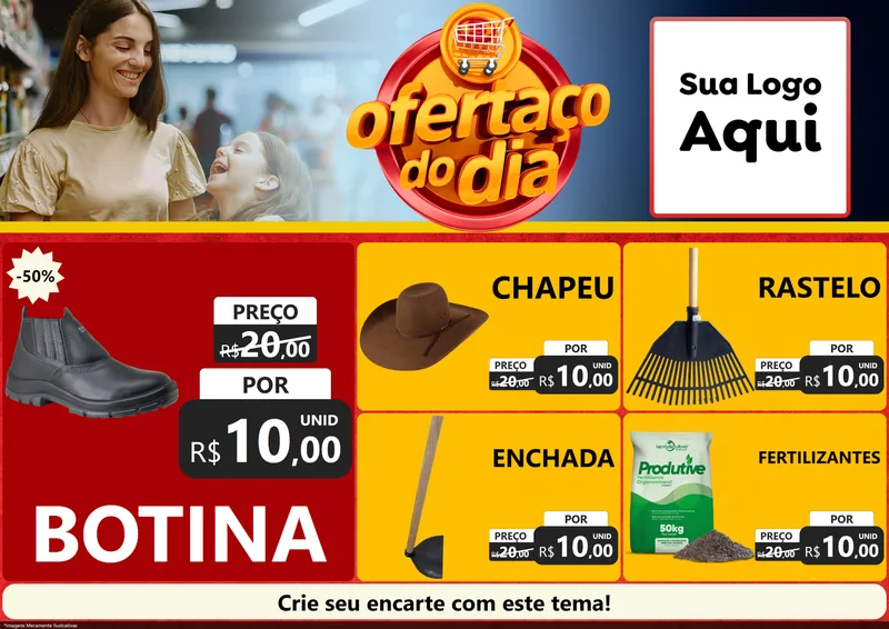 Modelo de Encarte para Encarte A4 Horizontal com o tema Ofertaço Do Dia para Agropecuária
