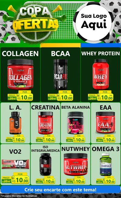 Modelo de Encarte para Encarte Grande com o tema Copa De Ofertas para Suplementos alimentares