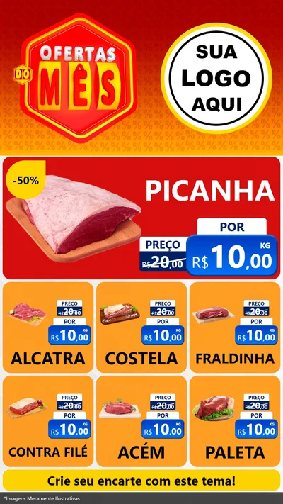 Modelo de Rede Social para Stories com o tema Ofertas do Mês para Açougue
