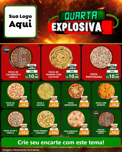 Modelo de Rede Social para Feed Instagram com o tema Quarta Explosiva para Pizzaria