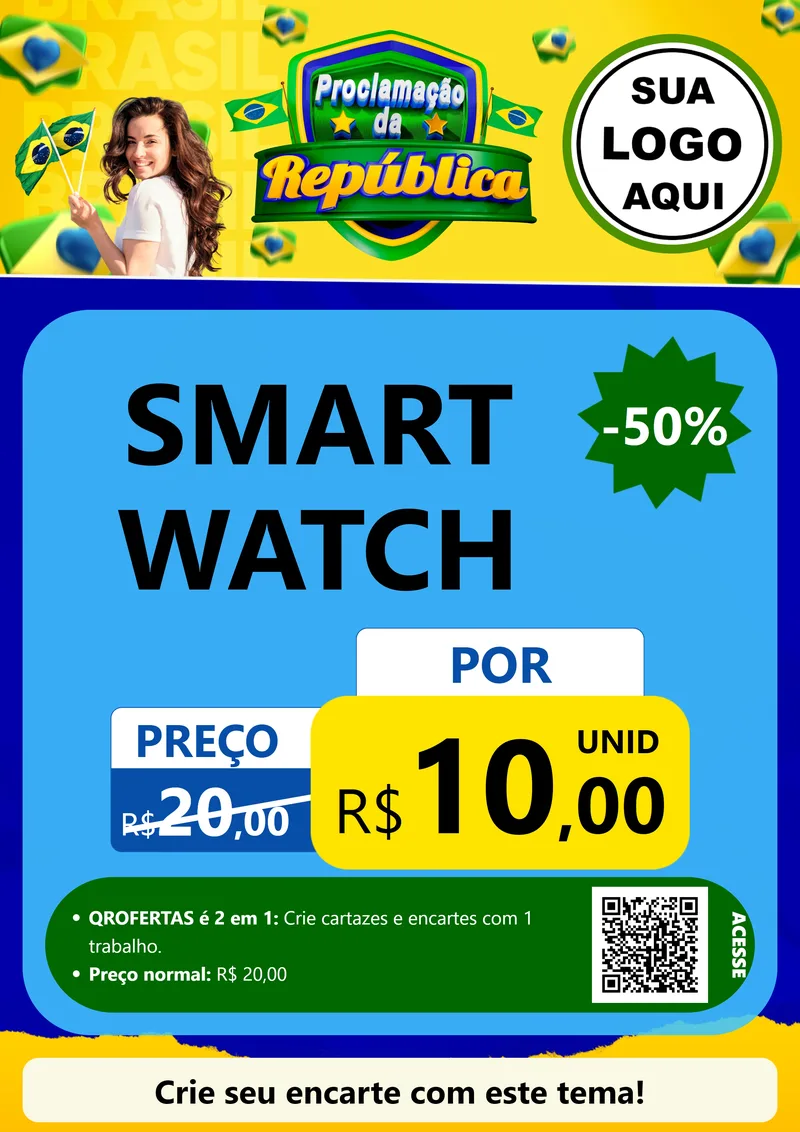 Modelo de Cartaz para Cartaz A4 Vertical com o tema Proclamação da República para Informática