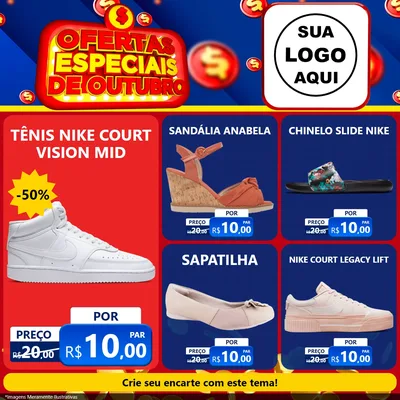Modelo de Rede Social para Feed Facebook com o tema Ofertas Especiais de Outubro para Calçados