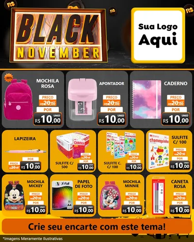 Modelo de Rede Social para Feed Instagram com o tema Black November para Papelaria