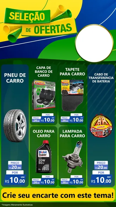 Modelo de Rede Social para Stories com o tema Seleção de Ofertas - Copa para Auto peças