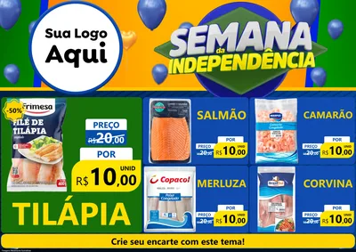 Modelo de Encarte para Encarte A4 Horizontal com o tema Semana da Independência para Peixaria