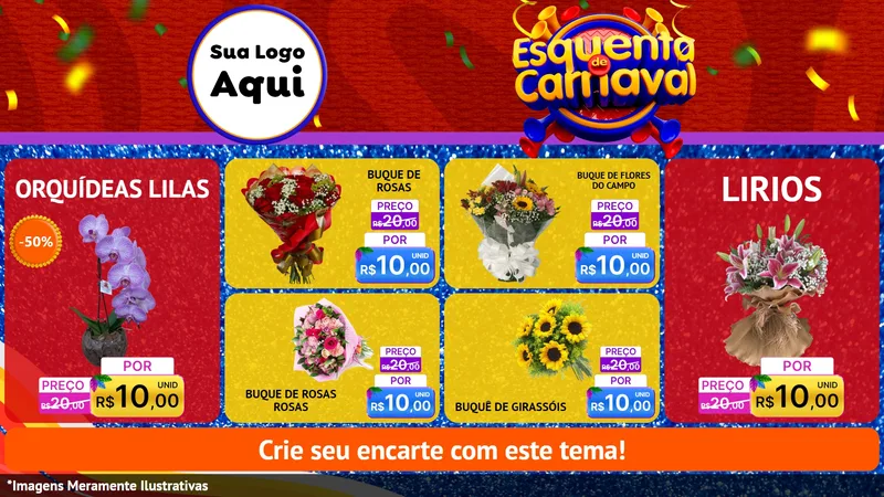 Modelo de TV para TV Horizontal com o tema Esquenta de Carnaval para Floricultura e jardim
