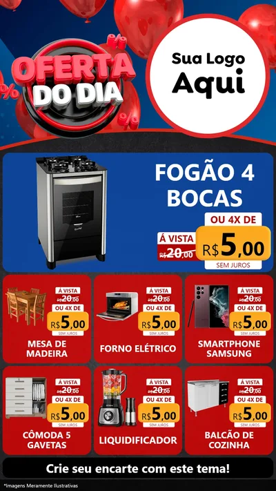 Modelo de Rede Social para Stories com o tema Oferta do Dia para Móveis e Eletro