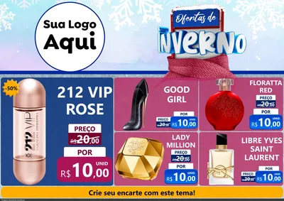 Modelo de Encarte para Encarte A4 Horizontal com o tema Ofertas de Inverno para Perfumes