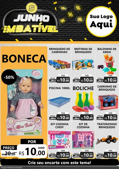 Modelo de Encarte para Encarte A4 Vertical com o tema Junho Imbatível para Brinquedos