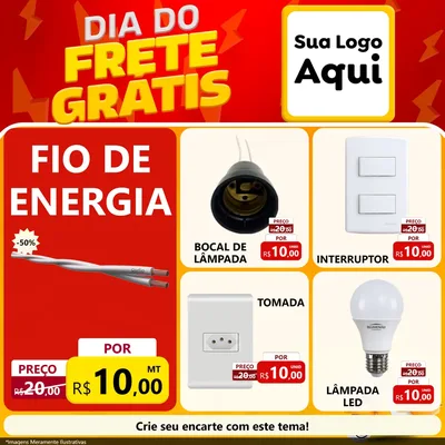 Modelo de Rede Social para Feed Facebook com o tema Dia do Frete Grátis para Materiais Elétricos