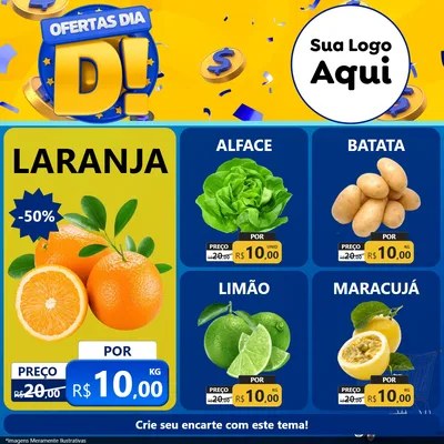 Modelo de Rede Social para Feed Facebook com o tema Ofertas Dia D para Hortifrúti