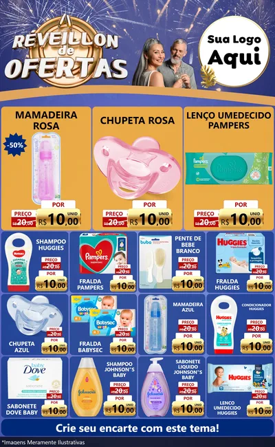 Modelo de Encarte para Encarte Grande com o tema Réveillon de Ofertas para Bebês