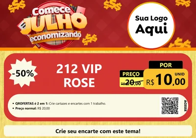 Modelo de Cartaz para Cartaz A4 Horizontal com o tema Comece Julho Economizando para Perfumes