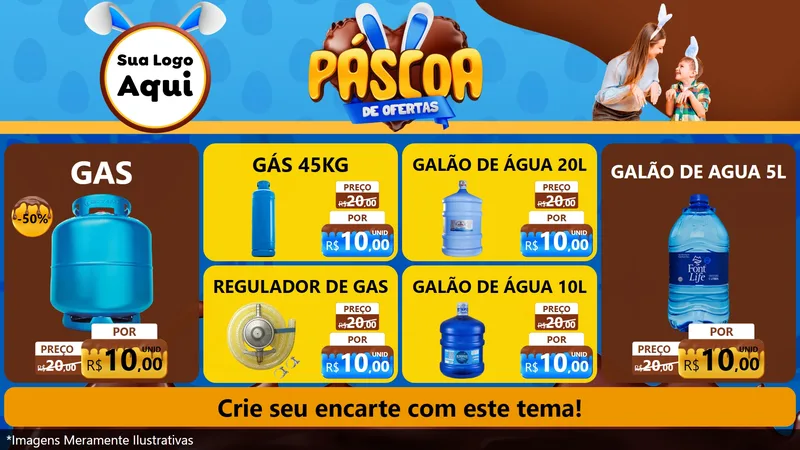 Modelo de TV para TV Horizontal com o tema Páscoa de Ofertas para Água e gás