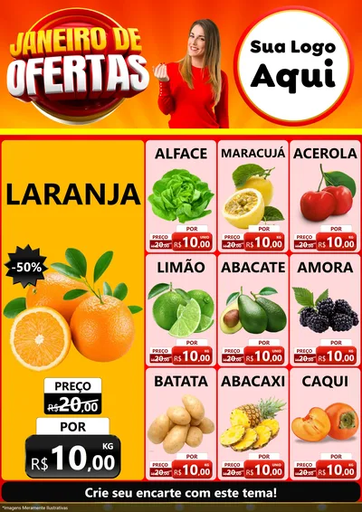 Modelo de Encarte para Encarte A4 Vertical com o tema Janeiro de Ofertas para Hortifrúti