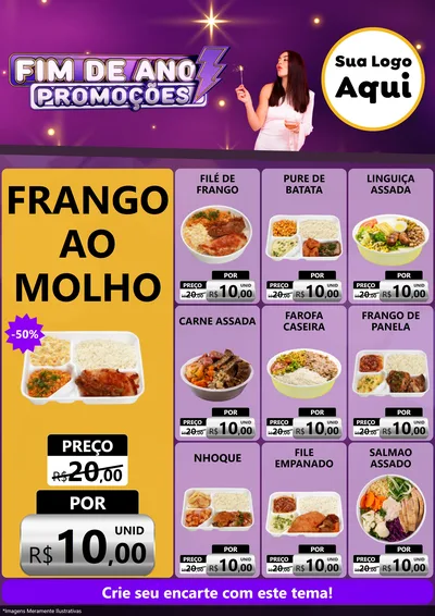 Modelo de Encarte para Encarte A4 Vertical com o tema Fim de Ano Promoções para Restaurante