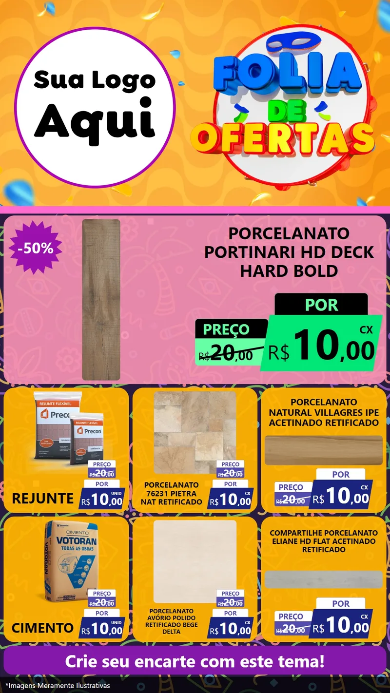 Modelo de Rede Social para Stories com o tema Folia de Ofertas para Pisos e revestimentos