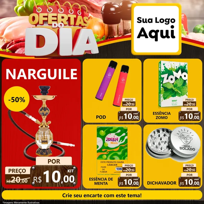 Modelo de Rede Social para Feed Facebook com o tema Ofertas do Dia para Tabacaria