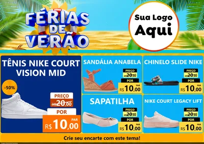 Modelo de Encarte para Encarte A4 Horizontal com o tema Férias de Verão para Calçados