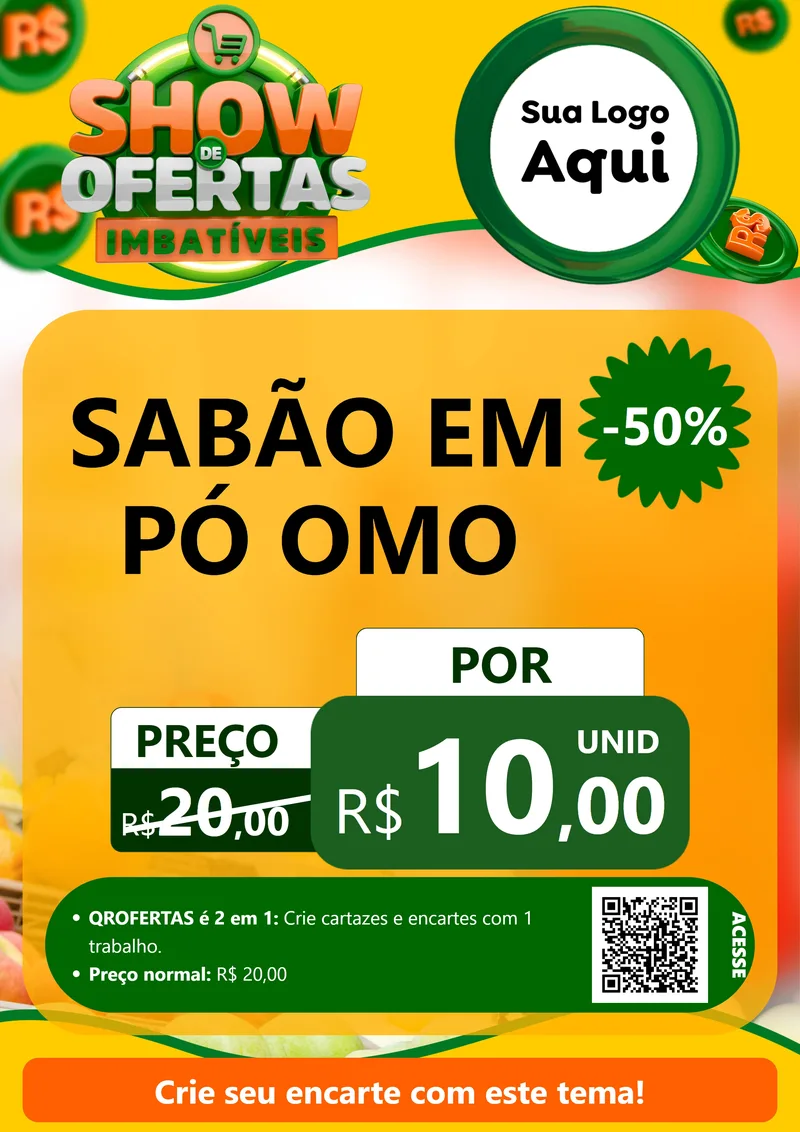 Modelo de Cartaz para Cartaz A4 Vertical com o tema Show de Ofertas Imbatíveis para Produtos de Limpeza