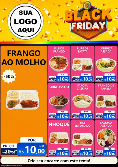 Modelo de Encarte para Encarte A4 Vertical com o tema Black Friday para Restaurante