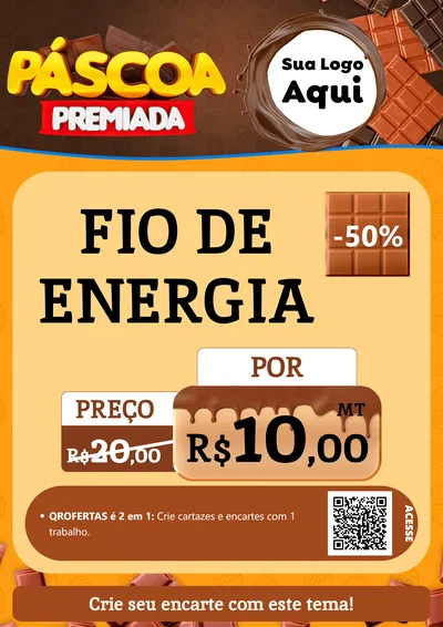 Modelo de Cartaz para Cartaz A4 Vertical com o tema Páscoa Premiada para Materiais Elétricos