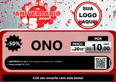 Modelo de Cartaz para Cartaz A4 Horizontal com o tema Promoção de Aniversário - 5 Anos para Óticas