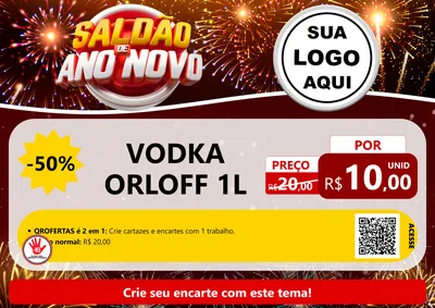 Modelo de Cartaz para Cartaz A4 Horizontal com o tema Saldão de Ano Novo para Distribuidora de bebidas