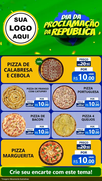 Modelo de TV para TV Vertical com o tema Dia Da Proclamação Da República para Pizzaria