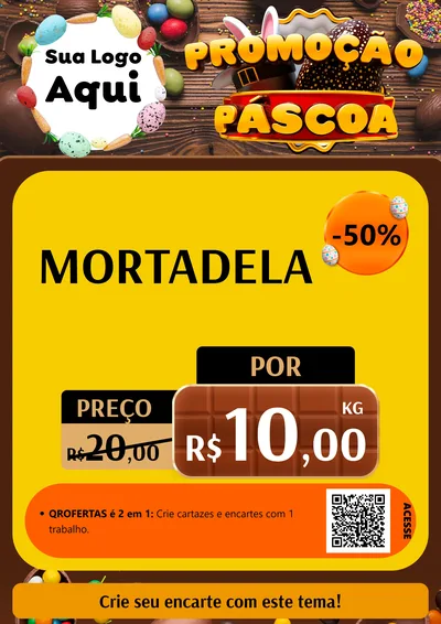 Modelo de Cartaz para Cartaz A4 Vertical com o tema Promoção Páscoa para Frios e Laticínios