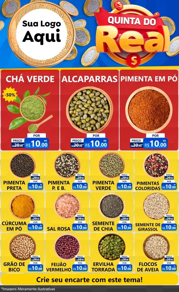 Modelo de Encarte para Encarte Grande com o tema Quinta do Real para Produtos Naturais