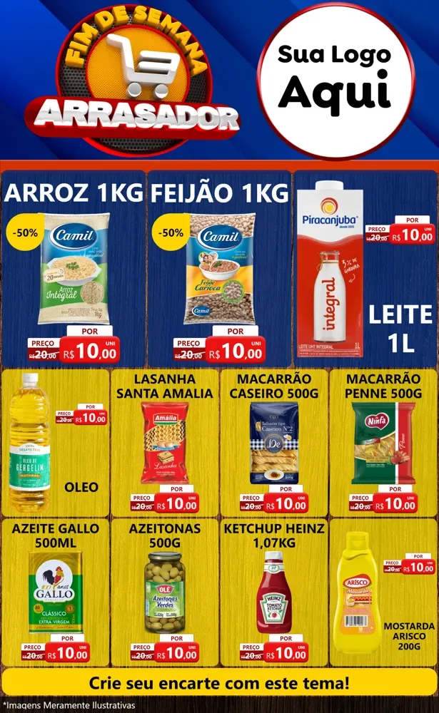 Modelo de Encarte para Encarte Grande com o tema Fim De Semana Arrasador para Supermercado