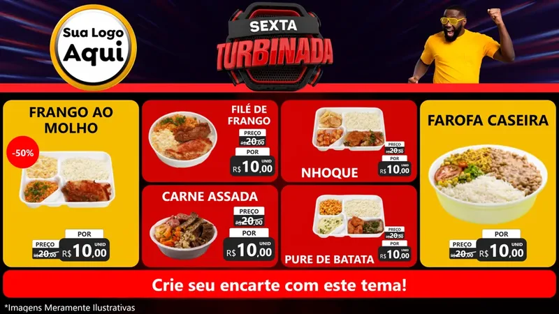 Modelo de TV para TV Horizontal com o tema Sexta Turbinada para Restaurante