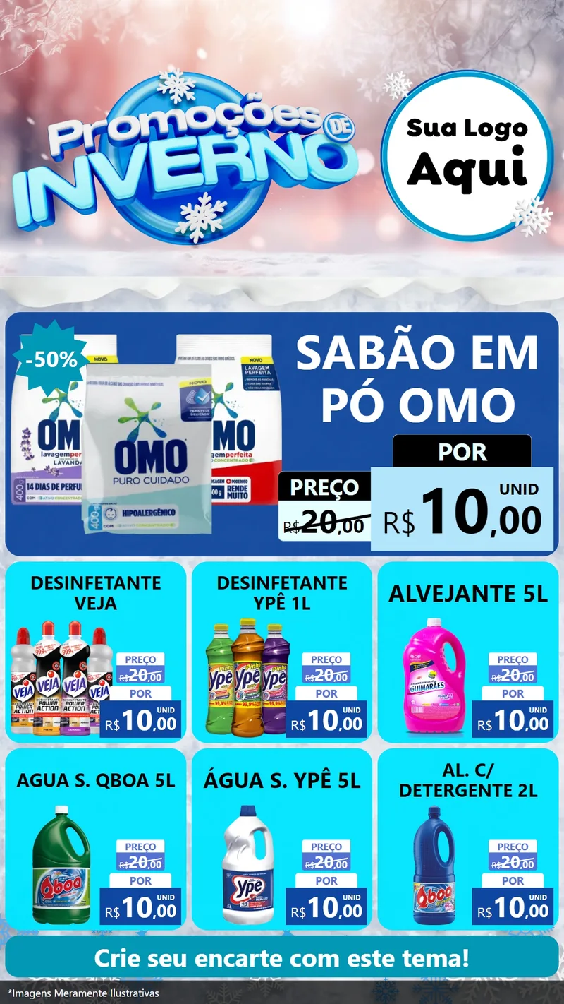 Modelo de Rede Social para Stories com o tema Promoções de Inverno para Produtos de Limpeza