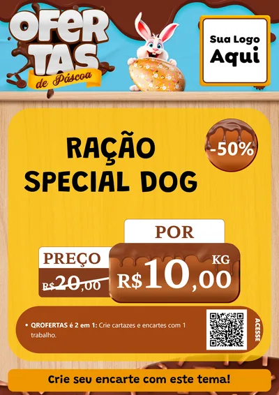 Modelo de Cartaz para Cartaz A4 Vertical com o tema Ofertas de Páscoa para Pet Shop