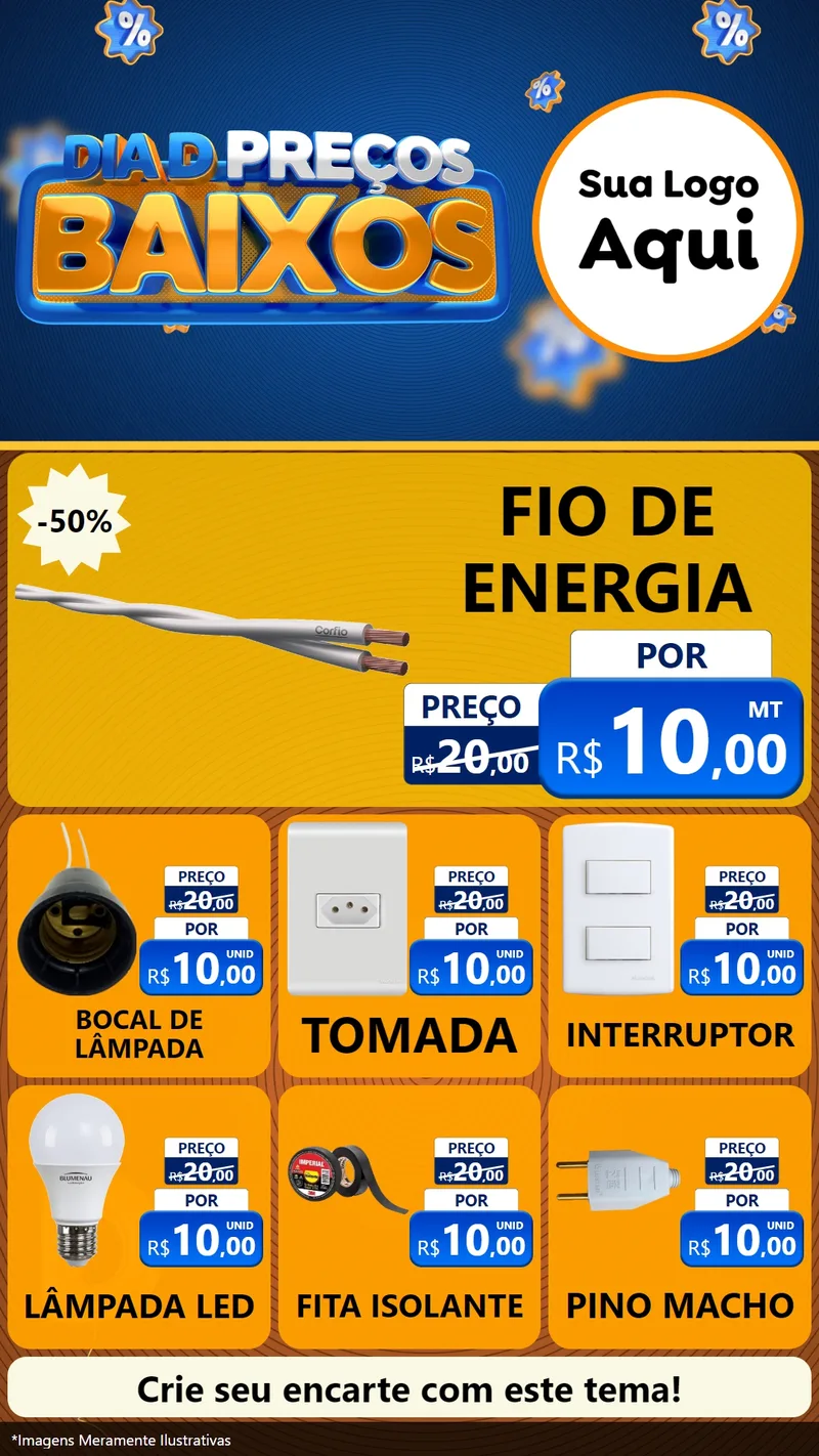 Modelo de Rede Social para Stories com o tema Dia D Preço Baixo para Materiais Elétricos