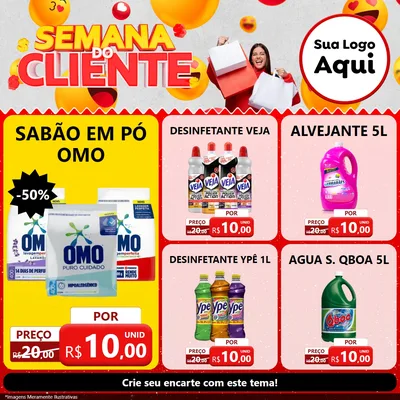 Modelo de Rede Social para Feed Facebook com o tema Semana do Cliente para Produtos de Limpeza